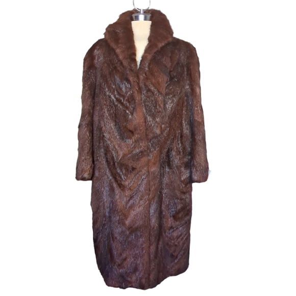 Vintage KES II Dark Brown Colours Real Fur Winter Long Coat Size L Size L - Picture 8 of 16